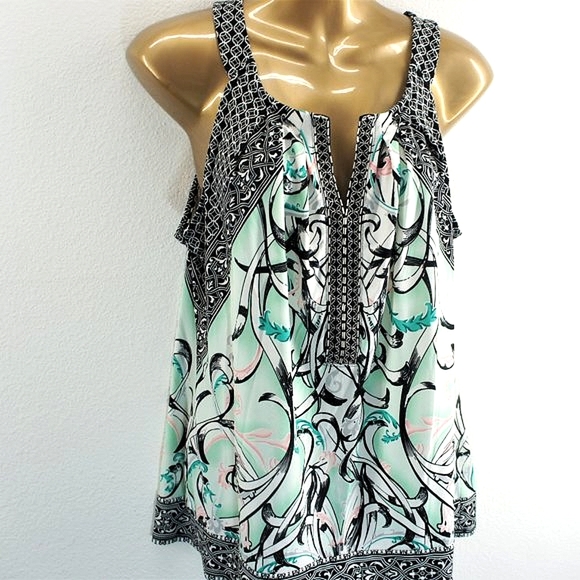 White house black market embellished v-neck tunic top size M - Picture 2 of 4